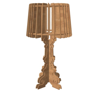 现代木质雕刻台灯su模型
