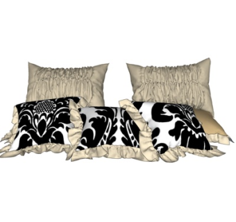 现代布艺枕头su模型