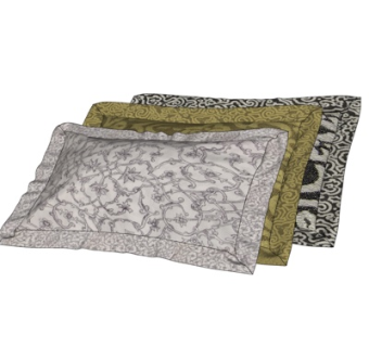 现代绣花布艺枕头su模型