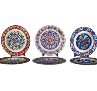 现代瓷盘装饰摆件su模型