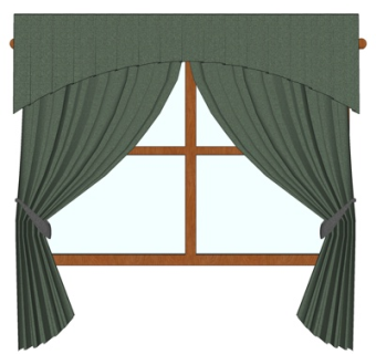 现代布艺窗帘su模型