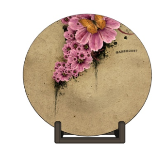 现代桃花瓷盘摆件su模型