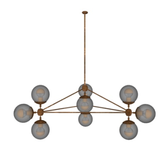 现代金属多头吊灯su模型