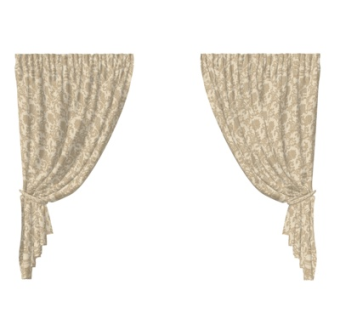 现代花纹布艺窗帘su模型