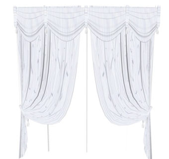 欧式布艺窗帘su模型