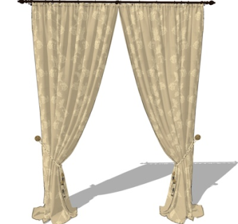 现代布艺窗帘su模型