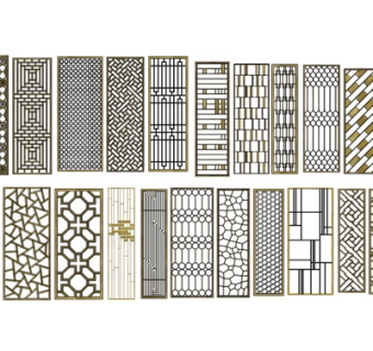 现代花格屏风隔断su模型