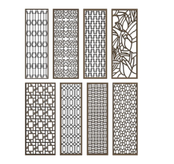 现代花格屏风隔断su模型