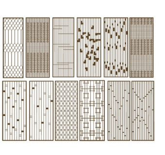 现代花格屏风隔断su模型