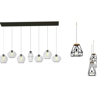 现代金属吊灯su模型