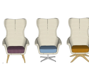 北欧布艺休闲椅su模型