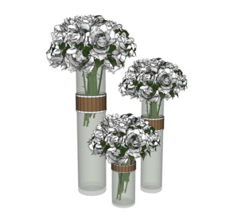 现代花瓶花卉su模型