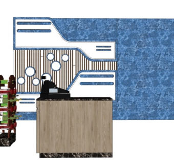 现代收银台su模型