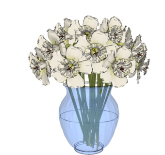 现代花瓶花卉su模型