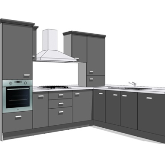 现代实木橱柜su模型