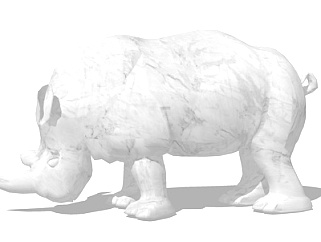 现代犀牛雕塑摆件su模型