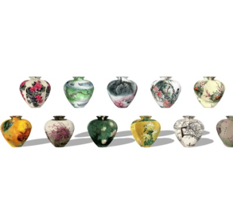 中式花纹瓷器su模型