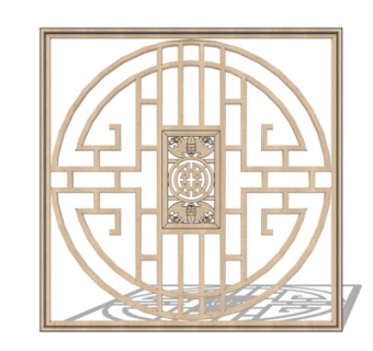 中式实木隔断su模型