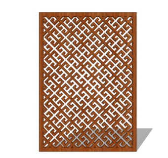 现代实木隔断su模型