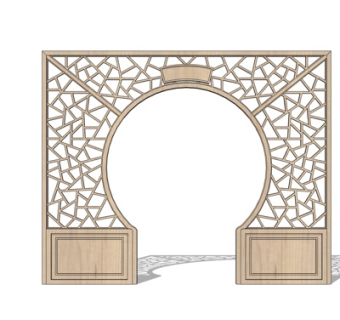 新中式月亮门隔断su模型