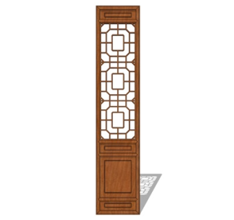 中式实木隔断su模型