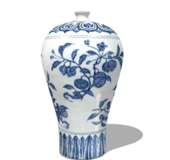 中式青花瓷瓷瓶su模型