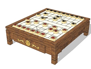 中式象棋桌su模型