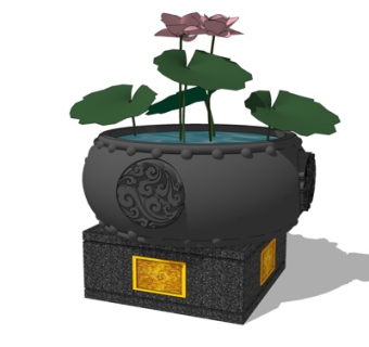 中式庭院水缸景观小品su模型