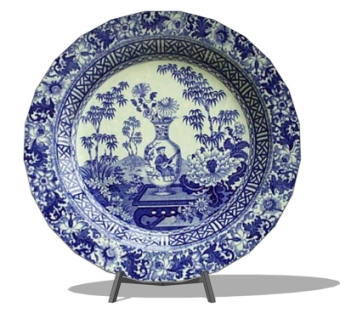 现代彩绘瓷盘装饰摆件su模型