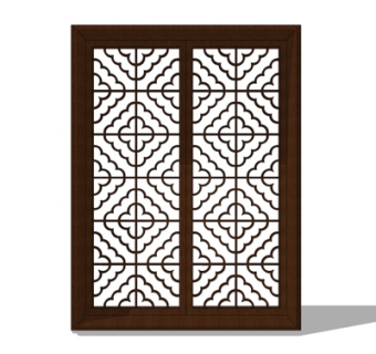 现代镂空屏风隔断su模型