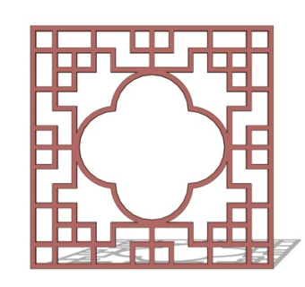 现代实木窗花su模型