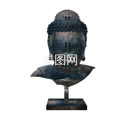 中式佛头雕塑摆件su模型