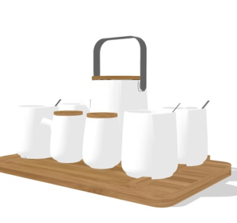 现代水壶水杯su模型