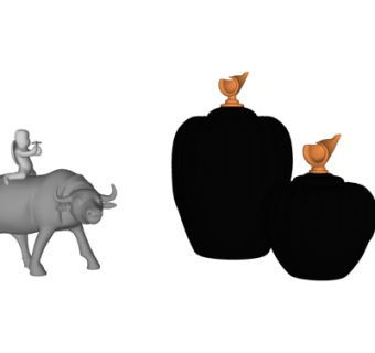 现代雕塑摆件su模型