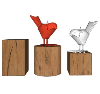 现代小鸟烛台灯su模型