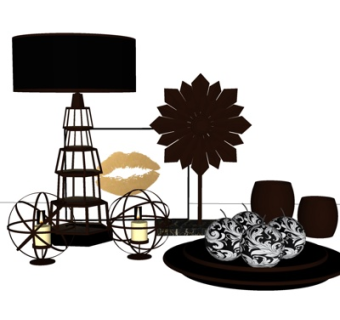 工业风金属烛台灯su模型