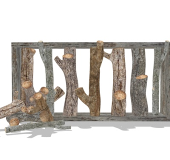 自然风庭院木头护栏su模型