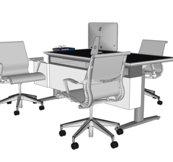 现代办公桌椅su模型