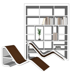 现代实木休闲躺椅su模型