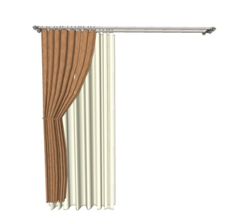 现代布艺窗帘su模型