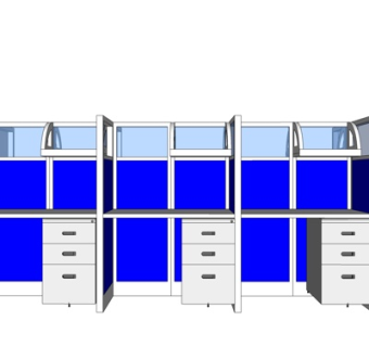 现代卡位办公桌su模型