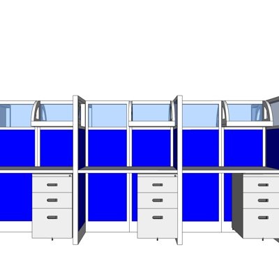 现代卡位办公桌su模型