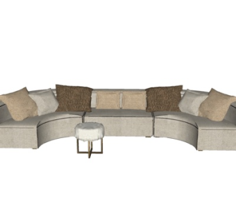 现代布艺多人沙发su模型