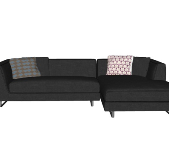 现代布艺多人沙发su模型