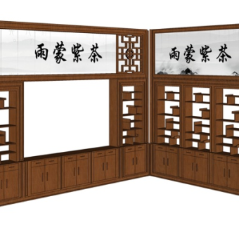 中式实木货架su模型