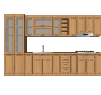 现代实木橱柜su模型