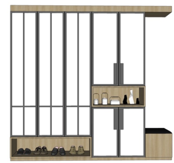 现代实木玄关鞋柜su模型