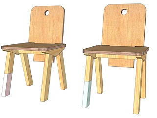 北欧实木儿童椅su模型