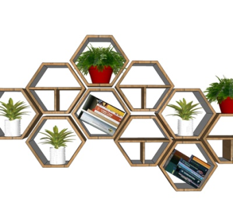 现代实木壁柜su模型