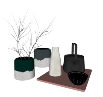 现代花瓶花卉su模型